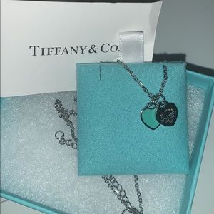tiffany and co mini double heart tag necklace